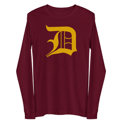 Detroit 'Old English D' T-Shirt (Gold) | Unisex Long Sleeve