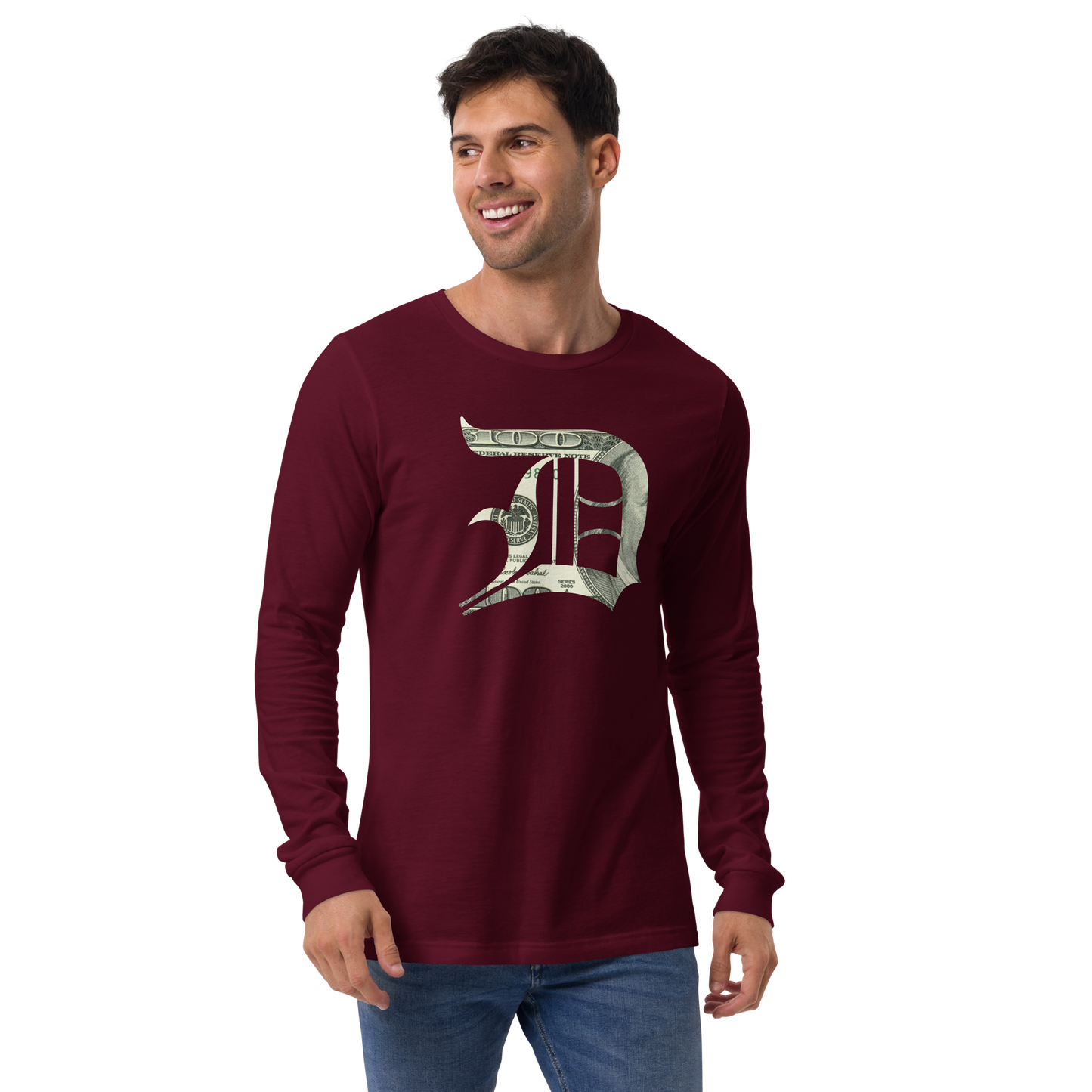 Detroit 'Old English D' T-Shirt (Benjamins Edition) | Unisex Long Sleeve