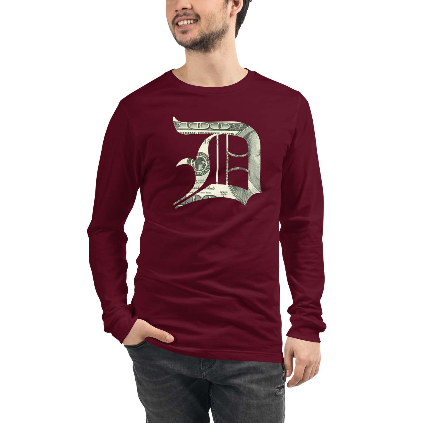 Detroit 'Old English D' T-Shirt (Benjamins Edition) | Unisex Long Sleeve