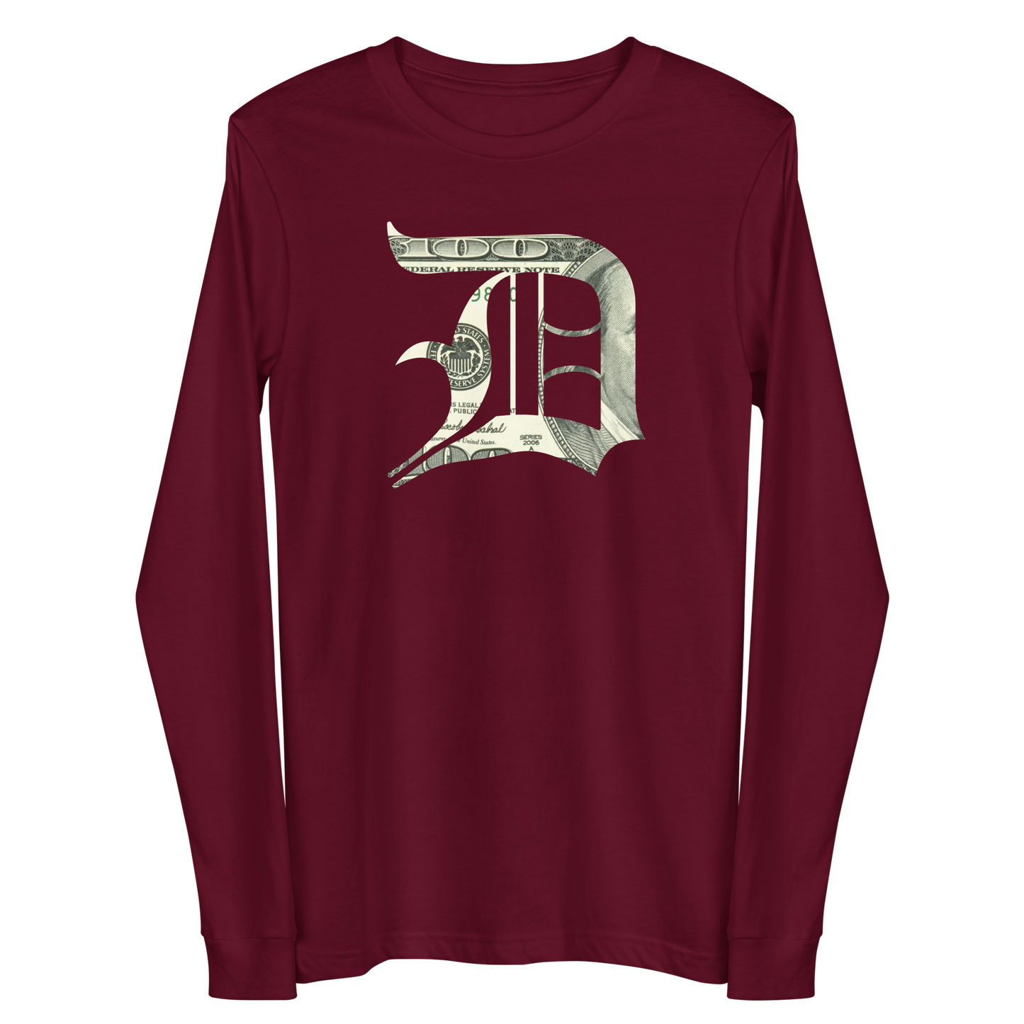 Detroit 'Old English D' T-Shirt (Benjamins Edition) | Unisex Long Sleeve