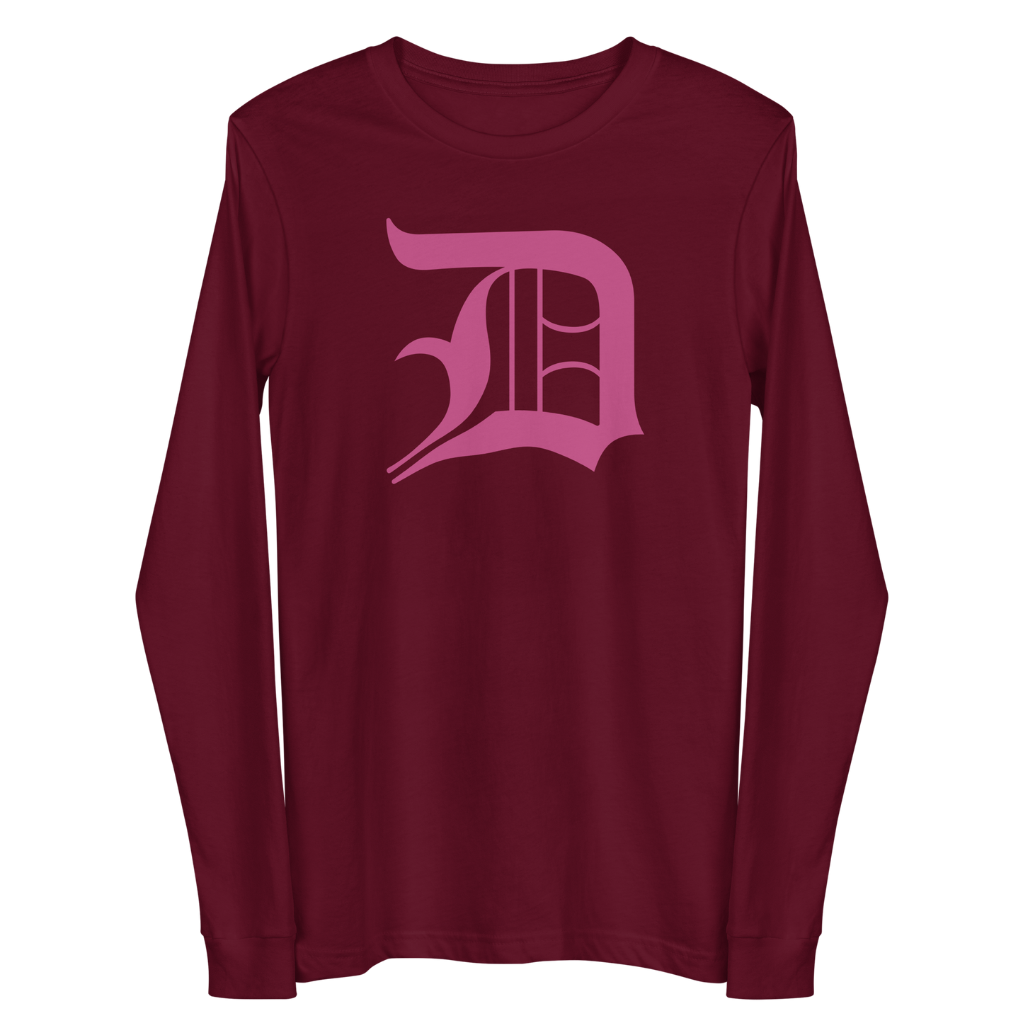 Detroit 'Old English D' T-Shirt (Apple Blossom Pink) | Unisex Long Sleeve