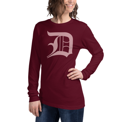 Detroit 'Old English D' T-Shirt (Cherry Blossom Pink) | Unisex Long Sleeve