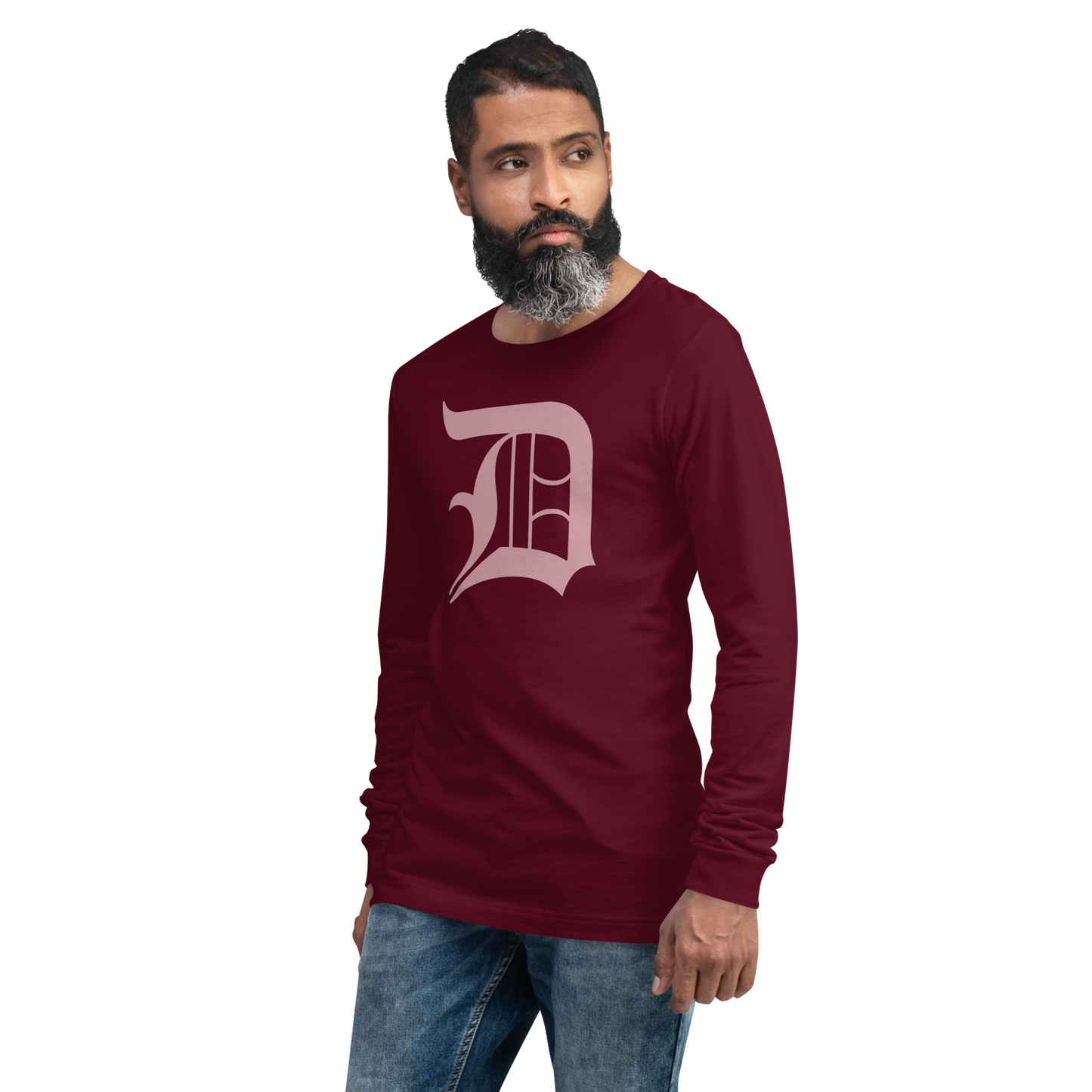 Detroit 'Old English D' T-Shirt (Cherry Blossom Pink) | Unisex Long Sleeve