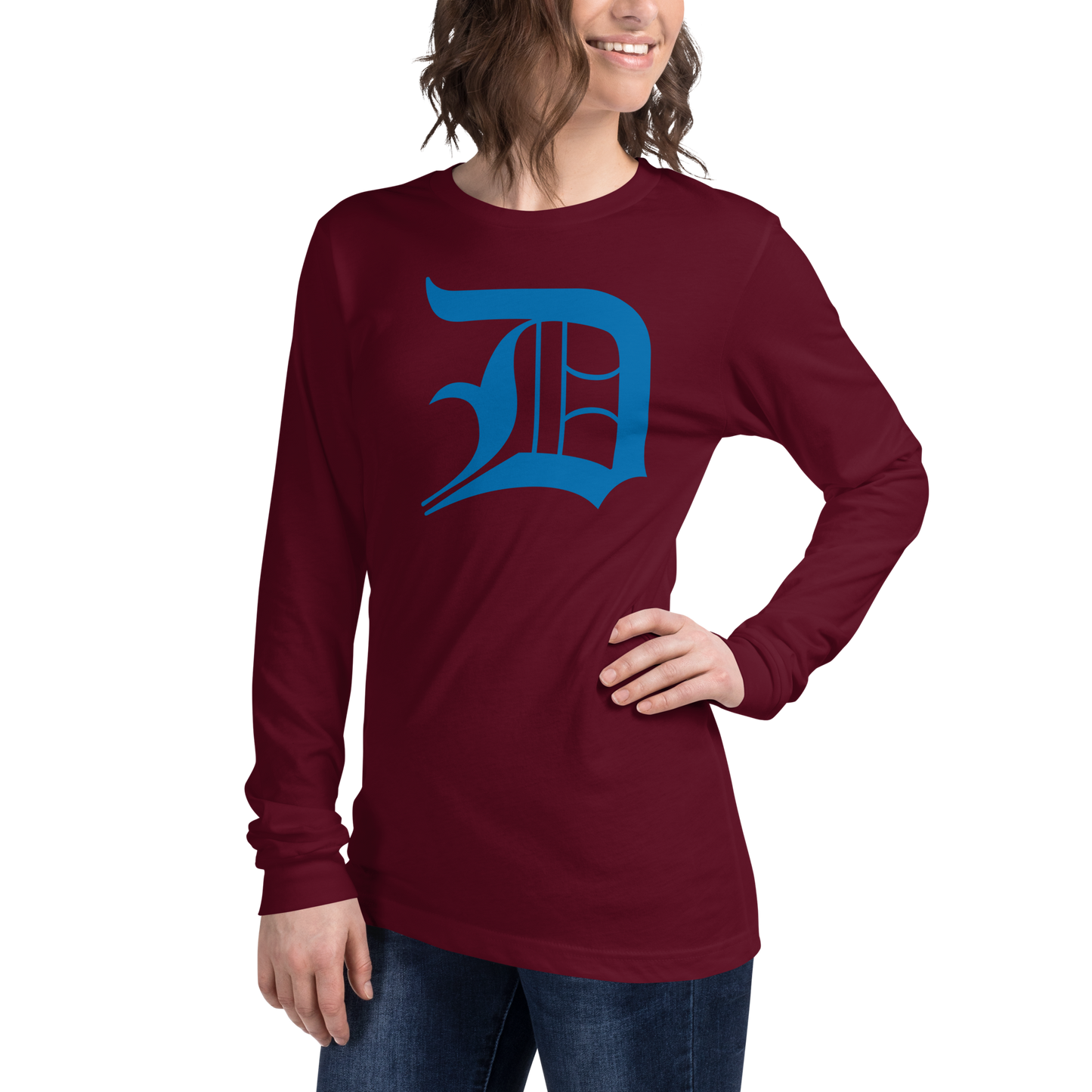 Detroit 'Old English D' T-Shirt (Azure) | Unisex Long Sleeve