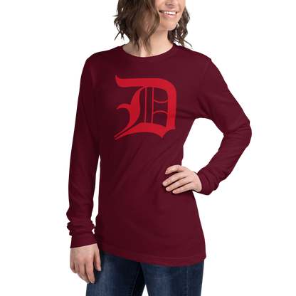 Detroit 'Old English D' T-Shirt (Aliform Red) | Unisex Long Sleeve