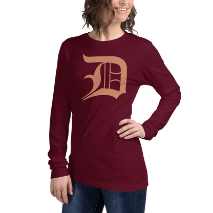 Detroit 'Old English D' T-Shirt (Copper Color) | Unisex Long Sleeve