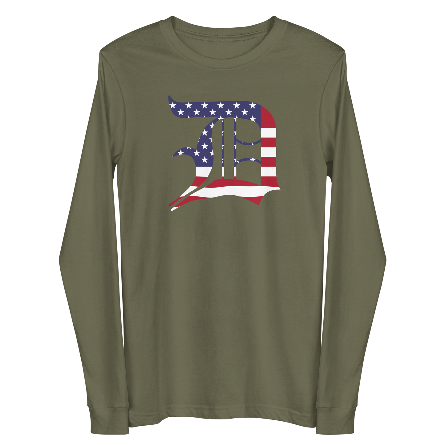 Detroit 'Old English D' T-Shirt (Patriotic Edition) | Unisex Long Sleeve