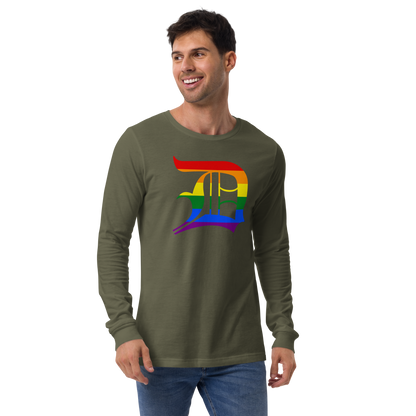 Detroit 'Old English D' T-Shirt (Rainbow Pride Edition) | Unisex Long Sleeve