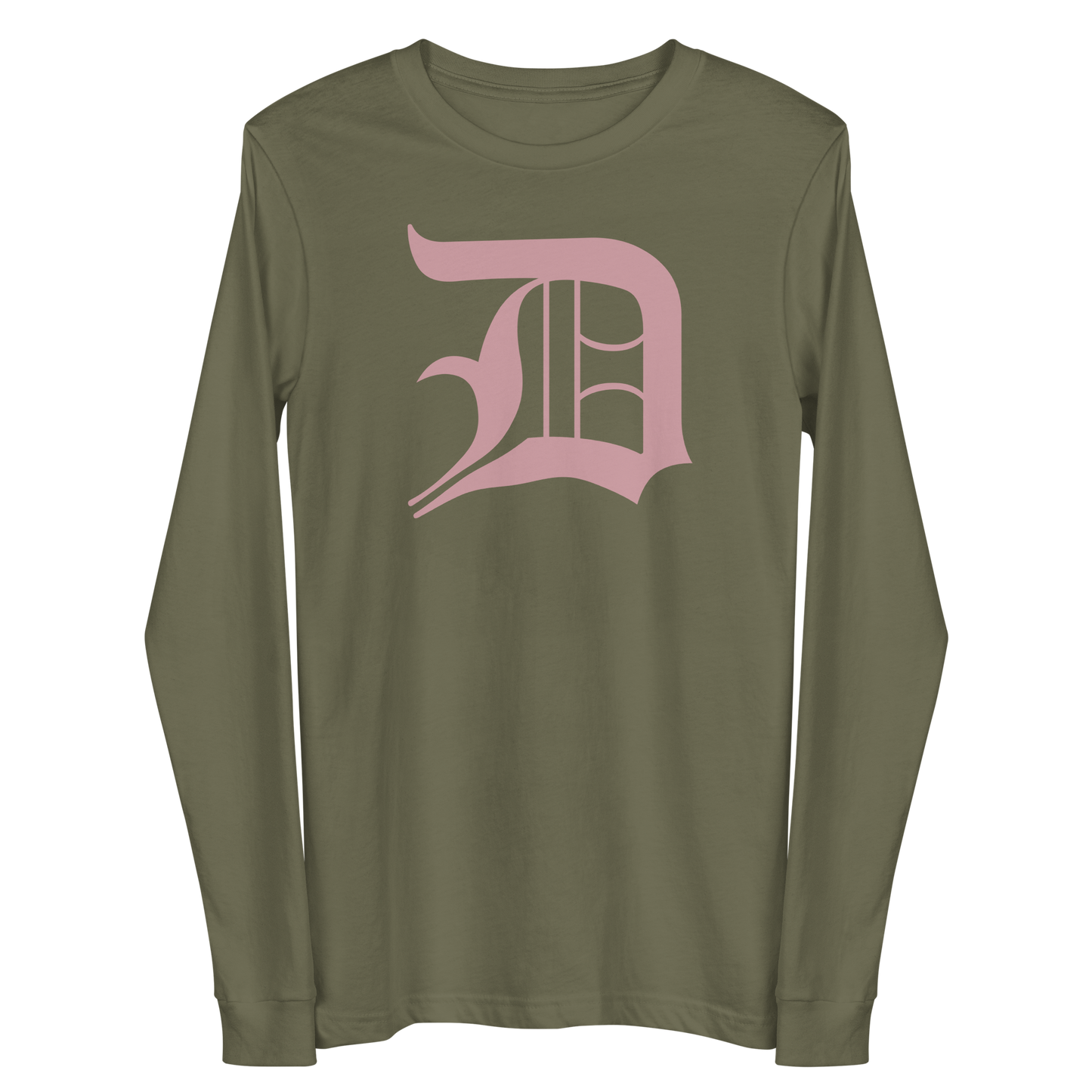 Detroit 'Old English D' T-Shirt (Cherry Blossom Pink) | Unisex Long Sleeve