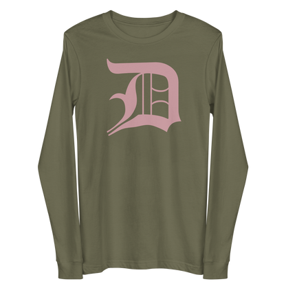 Detroit 'Old English D' T-Shirt (Cherry Blossom Pink) | Unisex Long Sleeve