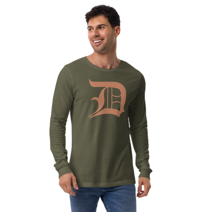 Detroit 'Old English D' T-Shirt (Copper Color) | Unisex Long Sleeve