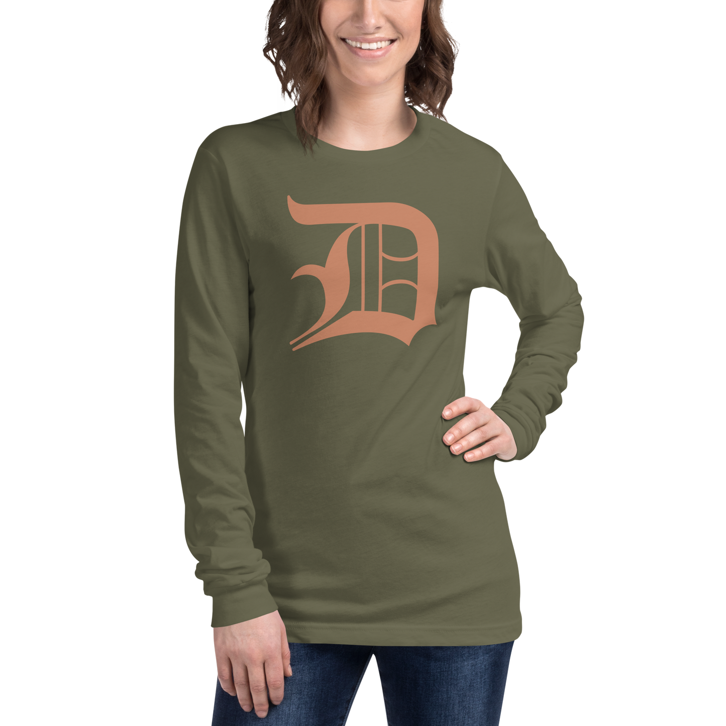 Detroit 'Old English D' T-Shirt (Copper Color) | Unisex Long Sleeve