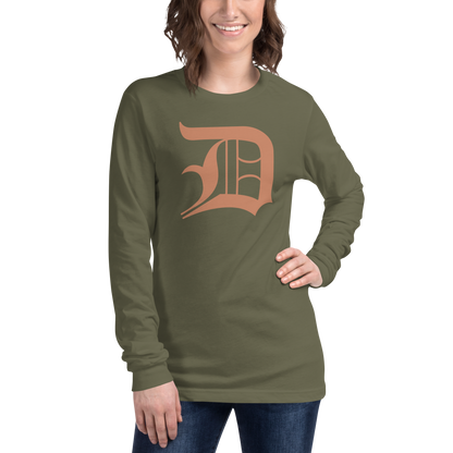 Detroit 'Old English D' T-Shirt (Copper Color) | Unisex Long Sleeve