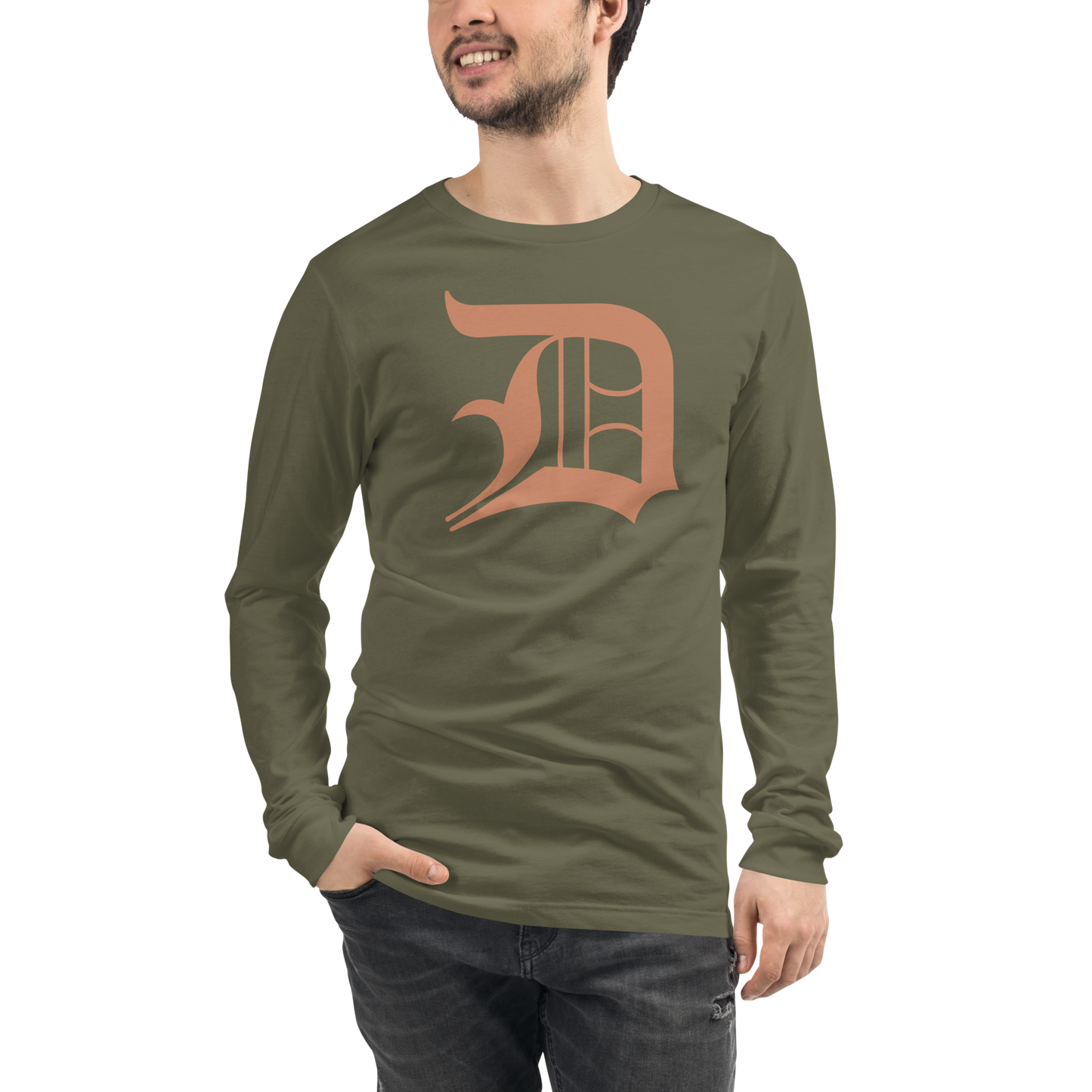 Detroit 'Old English D' T-Shirt (Copper Color) | Unisex Long Sleeve