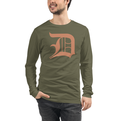 Detroit 'Old English D' T-Shirt (Copper Color) | Unisex Long Sleeve