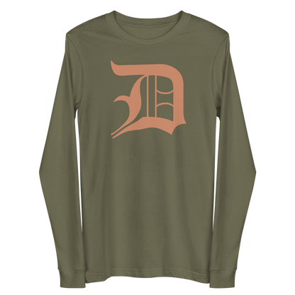 Detroit 'Old English D' T-Shirt (Copper Color) | Unisex Long Sleeve