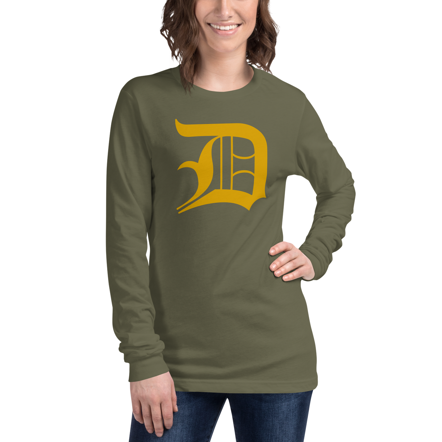 Detroit 'Old English D' T-Shirt (Gold) | Unisex Long Sleeve