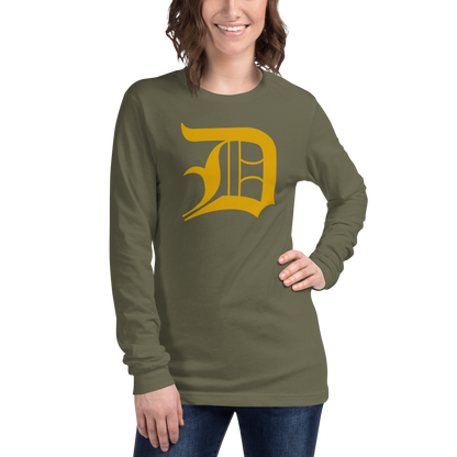 Detroit 'Old English D' T-Shirt (Gold) | Unisex Long Sleeve