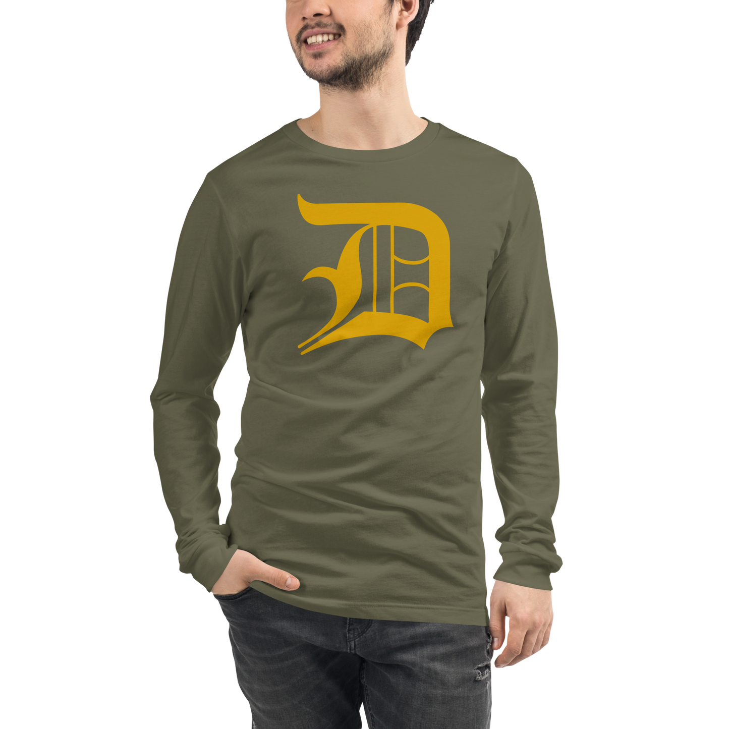 Detroit 'Old English D' T-Shirt (Gold) | Unisex Long Sleeve