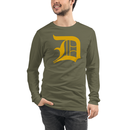 Detroit 'Old English D' T-Shirt (Gold) | Unisex Long Sleeve