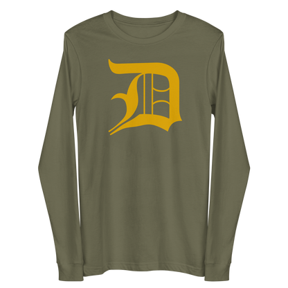 Detroit 'Old English D' T-Shirt (Gold) | Unisex Long Sleeve