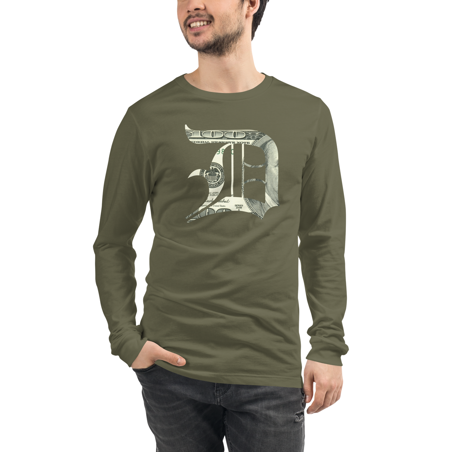 Detroit 'Old English D' T-Shirt (Benjamins Edition) | Unisex Long Sleeve