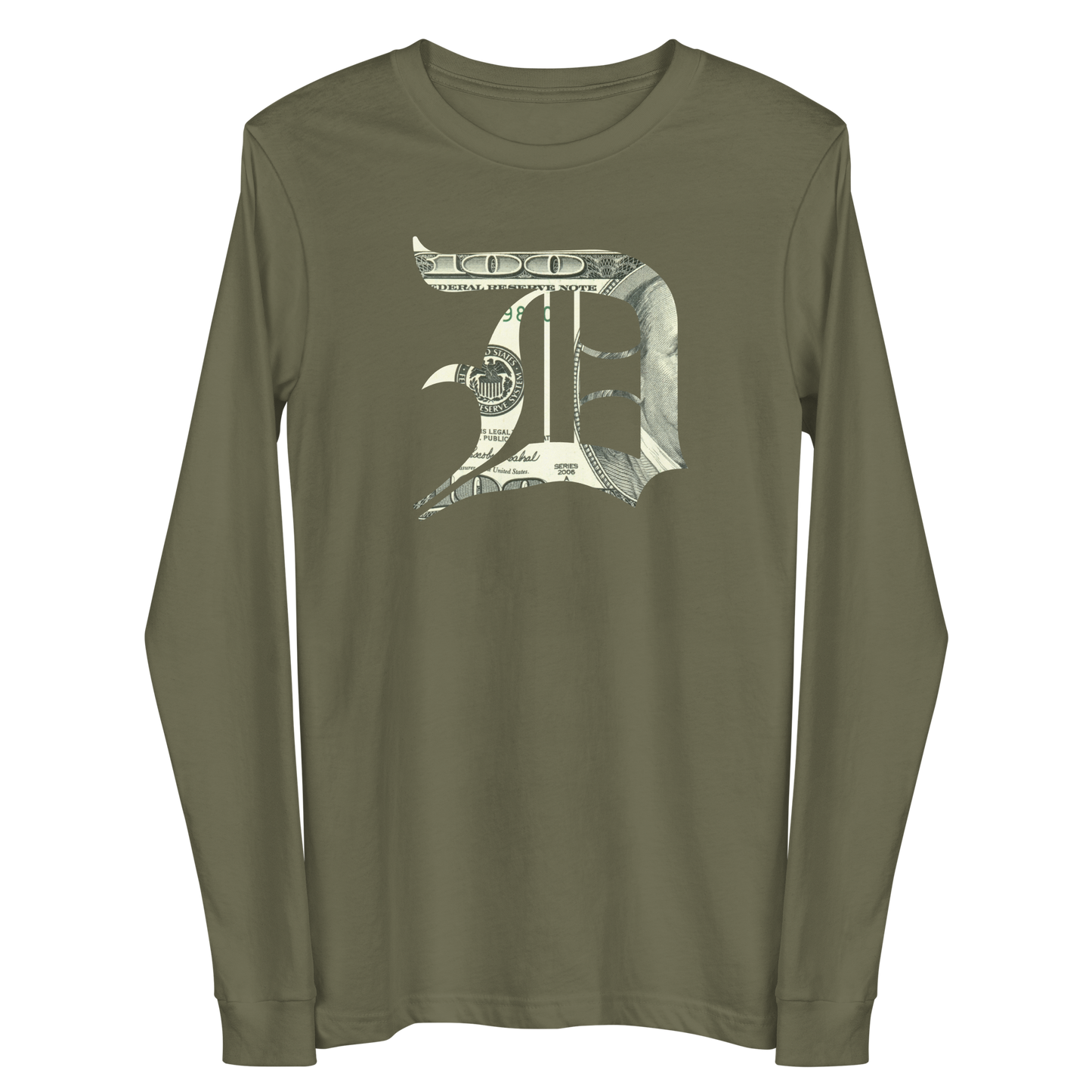 Detroit 'Old English D' T-Shirt (Benjamins Edition) | Unisex Long Sleeve