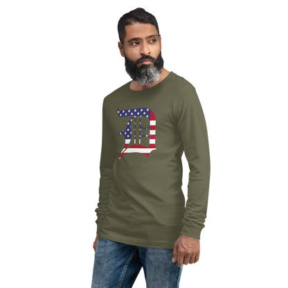 Detroit 'Old English D' T-Shirt (Patriotic Edition) | Unisex Long Sleeve