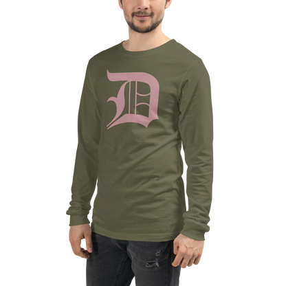 Detroit 'Old English D' T-Shirt (Cherry Blossom Pink) | Unisex Long Sleeve