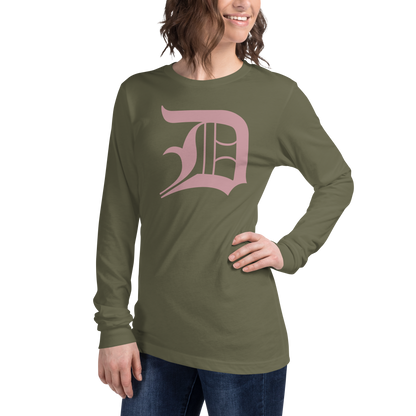 Detroit 'Old English D' T-Shirt (Cherry Blossom Pink) | Unisex Long Sleeve