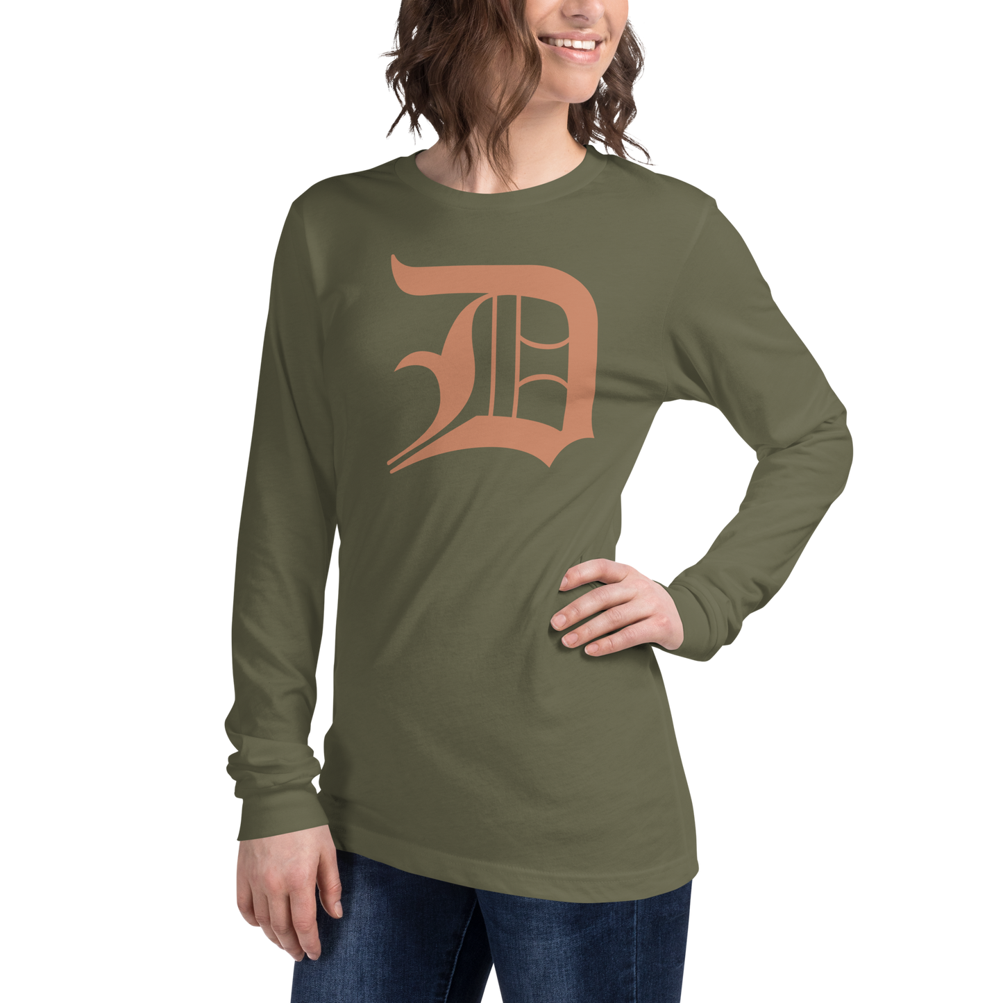 Detroit 'Old English D' T-Shirt (Copper Color) | Unisex Long Sleeve