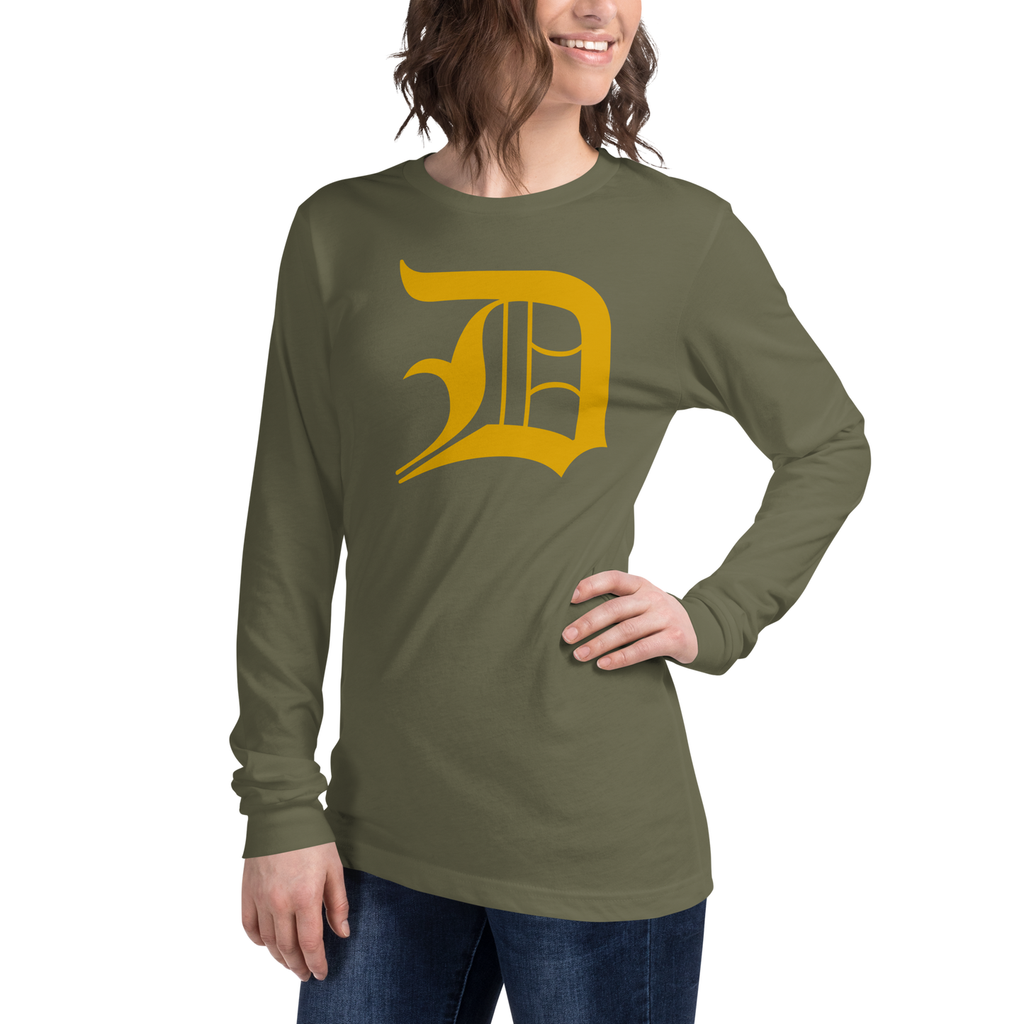 Detroit 'Old English D' T-Shirt (Gold) | Unisex Long Sleeve