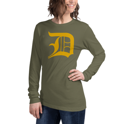 Detroit 'Old English D' T-Shirt (Gold) | Unisex Long Sleeve