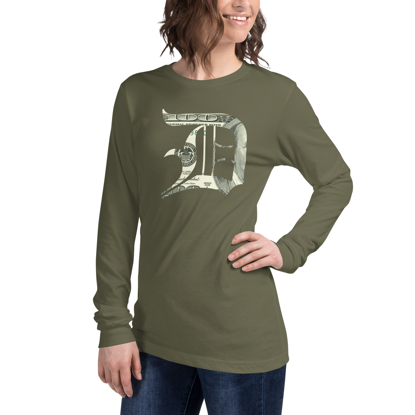 Detroit 'Old English D' T-Shirt (Benjamins Edition) | Unisex Long Sleeve