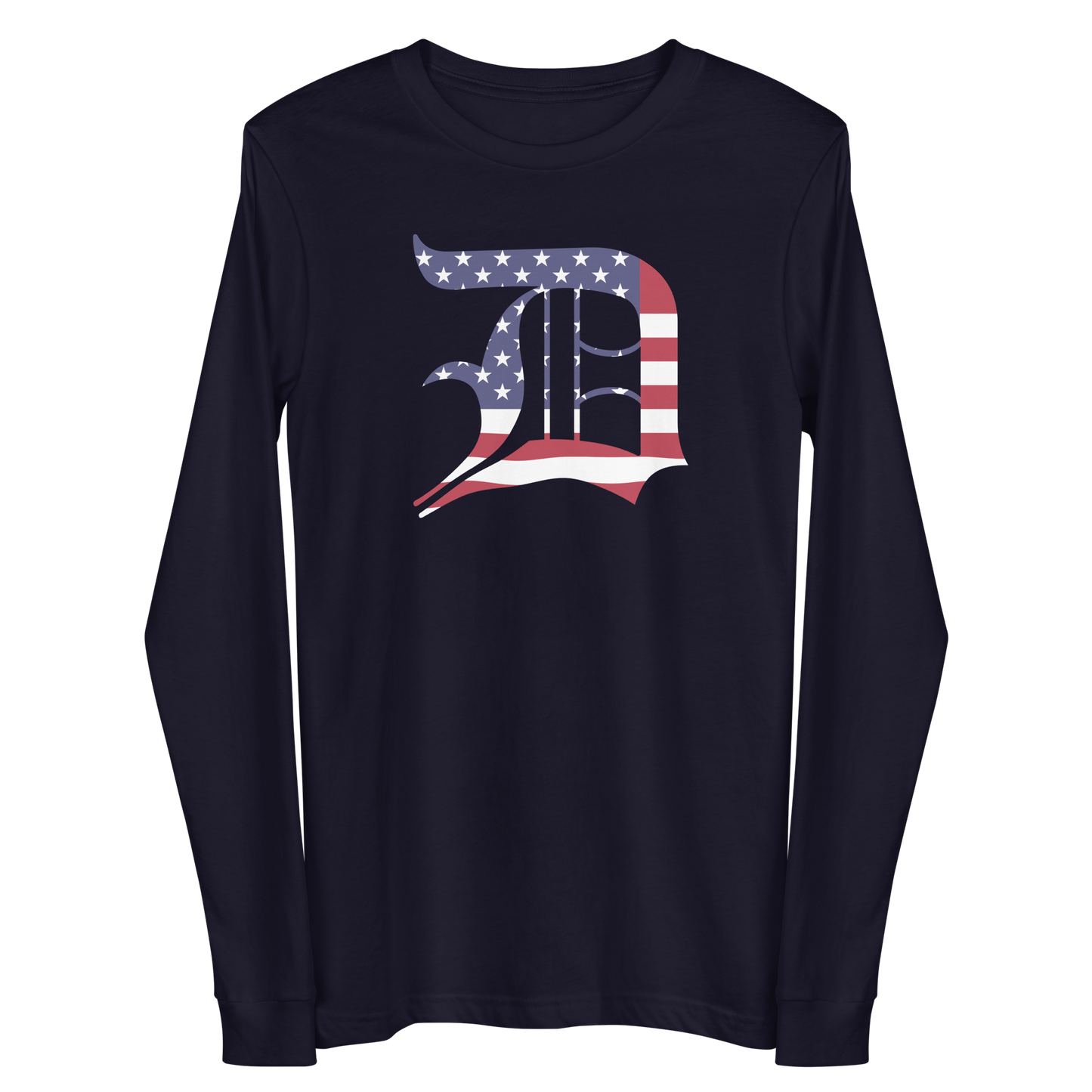 Detroit 'Old English D' T-Shirt (Patriotic Edition) | Unisex Long Sleeve