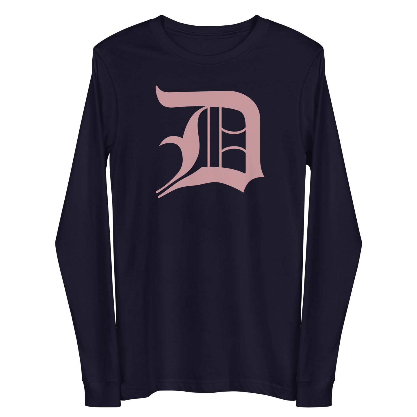 Detroit 'Old English D' T-Shirt (Cherry Blossom Pink) | Unisex Long Sleeve