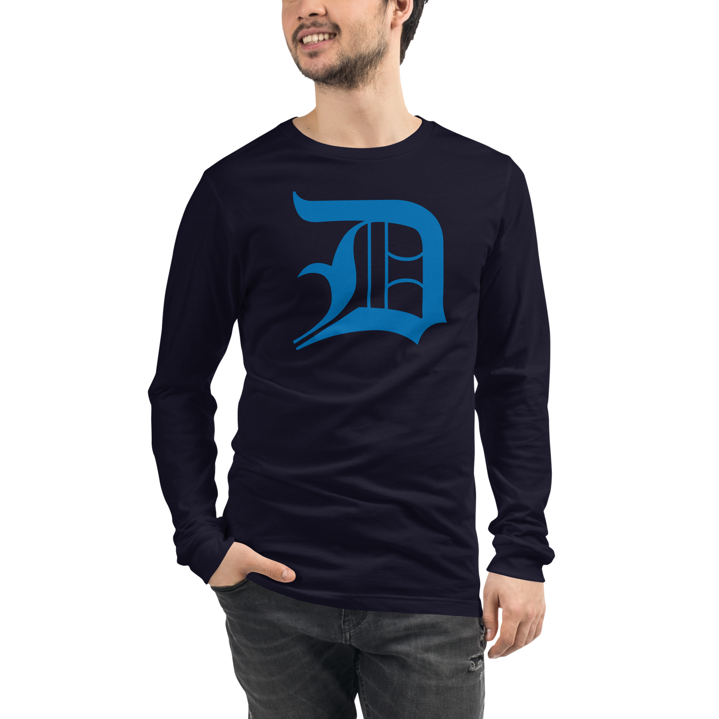 Detroit 'Old English D' T-Shirt (Azure) | Unisex Long Sleeve