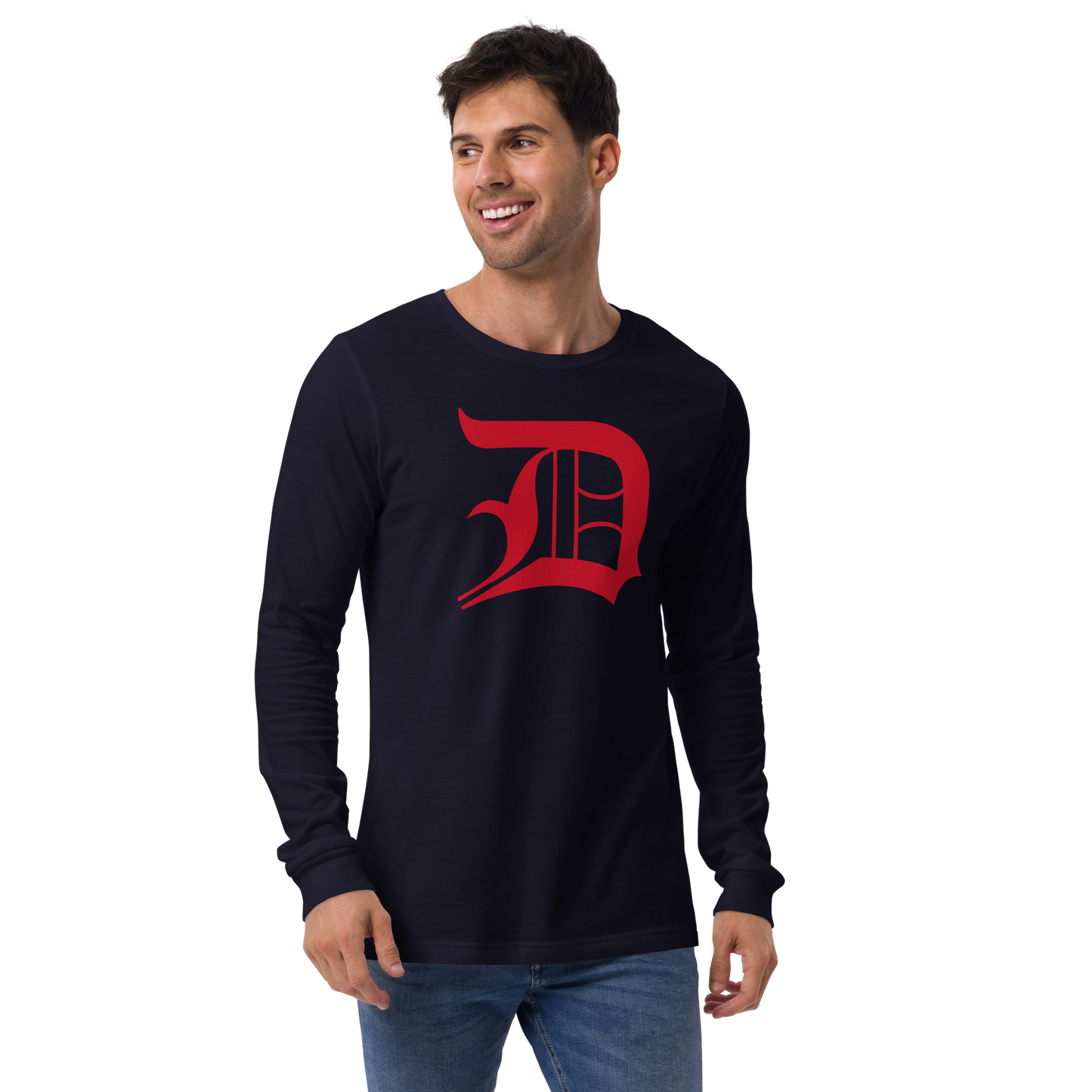 Detroit 'Old English D' T-Shirt (Aliform Red) | Unisex Long Sleeve