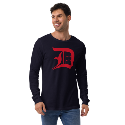 Detroit 'Old English D' T-Shirt (Aliform Red) | Unisex Long Sleeve