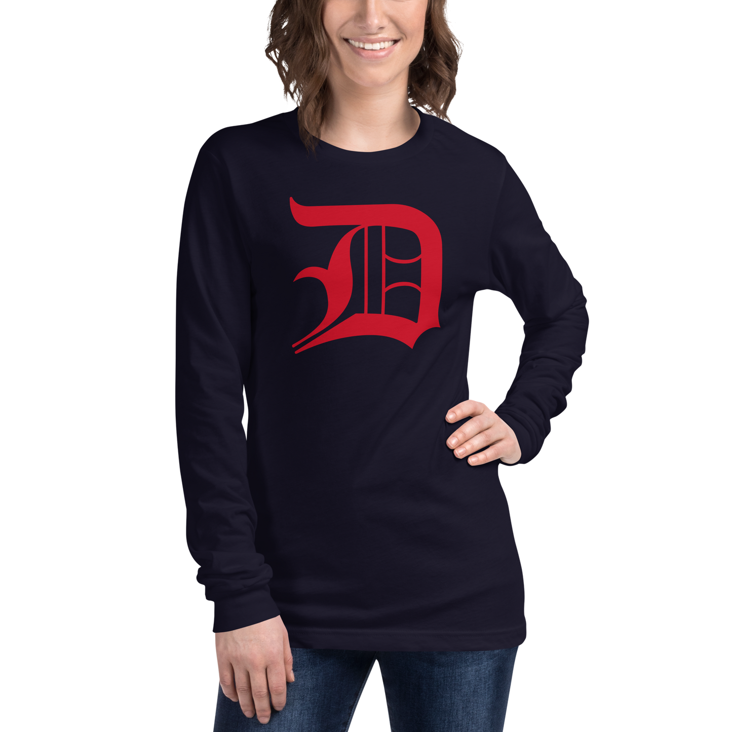 Detroit 'Old English D' T-Shirt (Aliform Red) | Unisex Long Sleeve