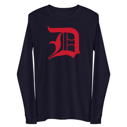 Detroit 'Old English D' T-Shirt (Aliform Red) | Unisex Long Sleeve