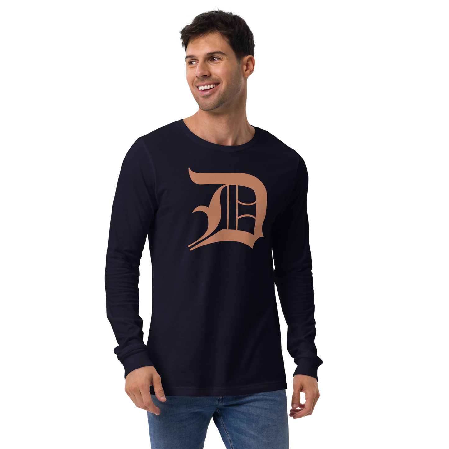 Detroit 'Old English D' T-Shirt (Copper Color) | Unisex Long Sleeve