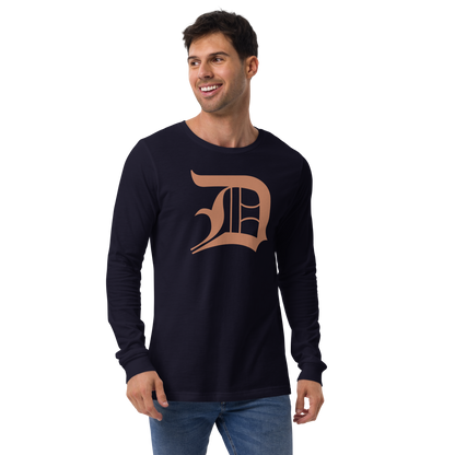 Detroit 'Old English D' T-Shirt (Copper Color) | Unisex Long Sleeve