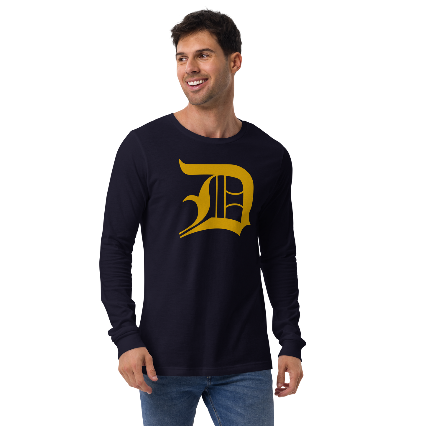 Detroit 'Old English D' T-Shirt (Gold) | Unisex Long Sleeve