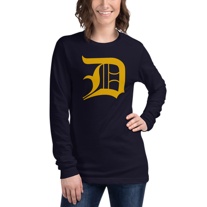 Detroit 'Old English D' T-Shirt (Gold) | Unisex Long Sleeve