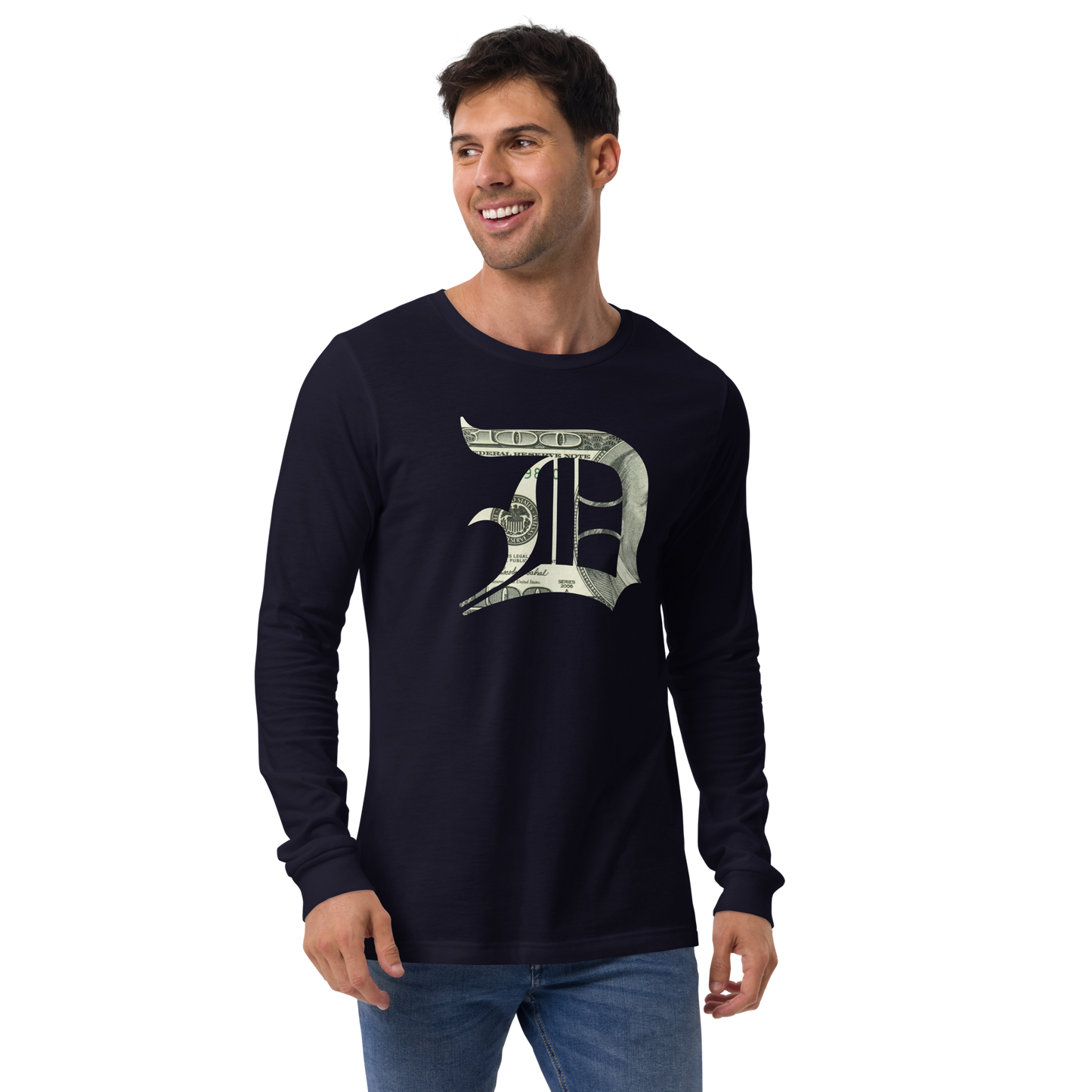 Detroit 'Old English D' T-Shirt (Benjamins Edition) | Unisex Long Sleeve