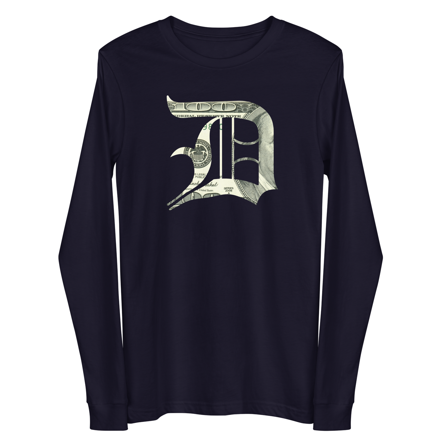 Detroit 'Old English D' T-Shirt (Benjamins Edition) | Unisex Long Sleeve