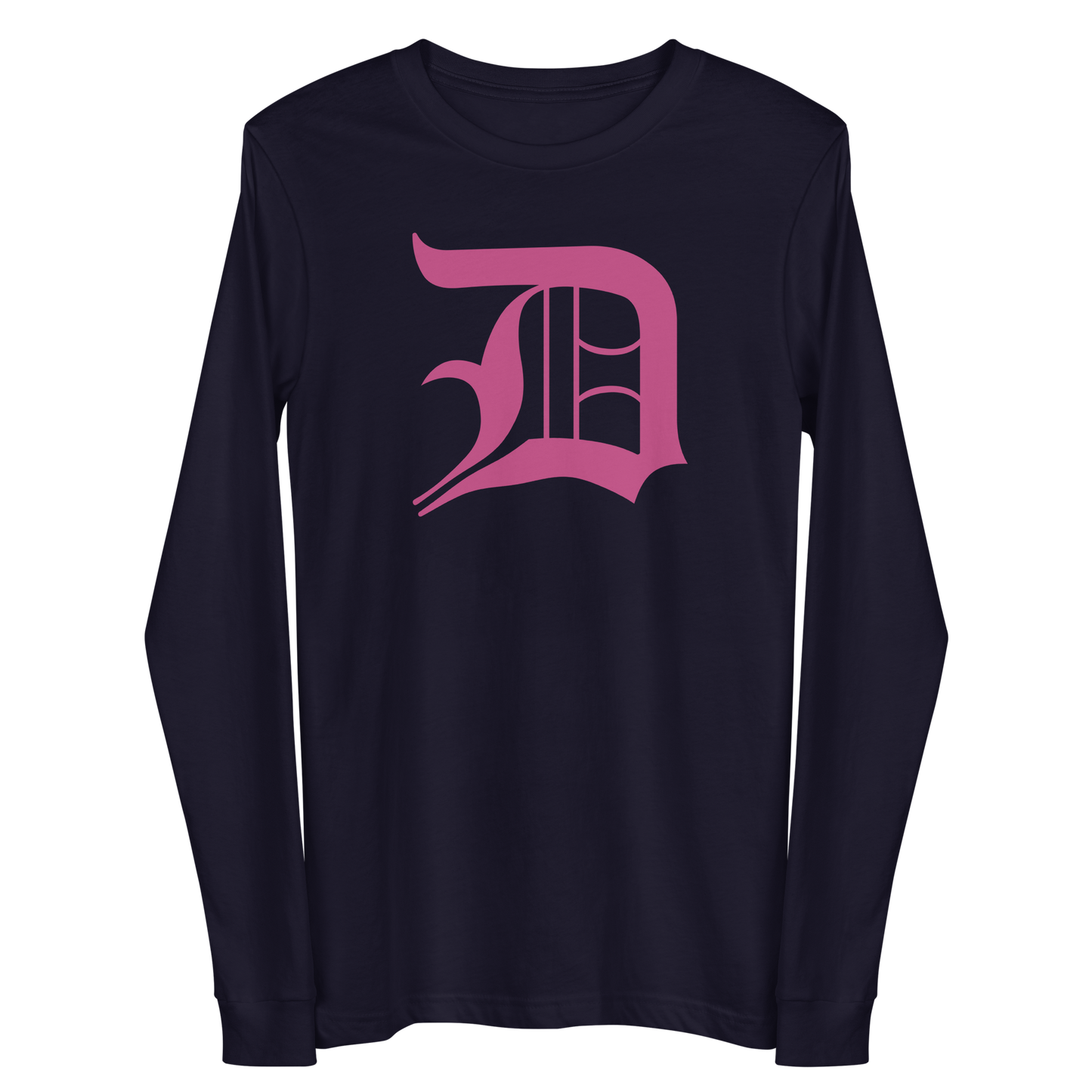 Detroit 'Old English D' T-Shirt (Apple Blossom Pink) | Unisex Long Sleeve