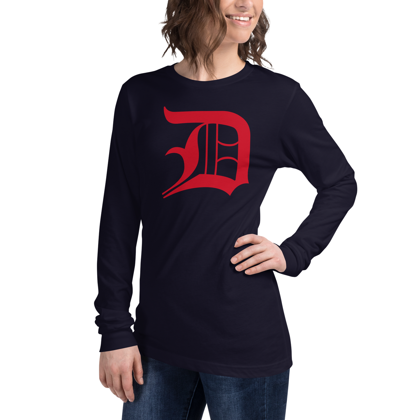 Detroit 'Old English D' T-Shirt (Aliform Red) | Unisex Long Sleeve