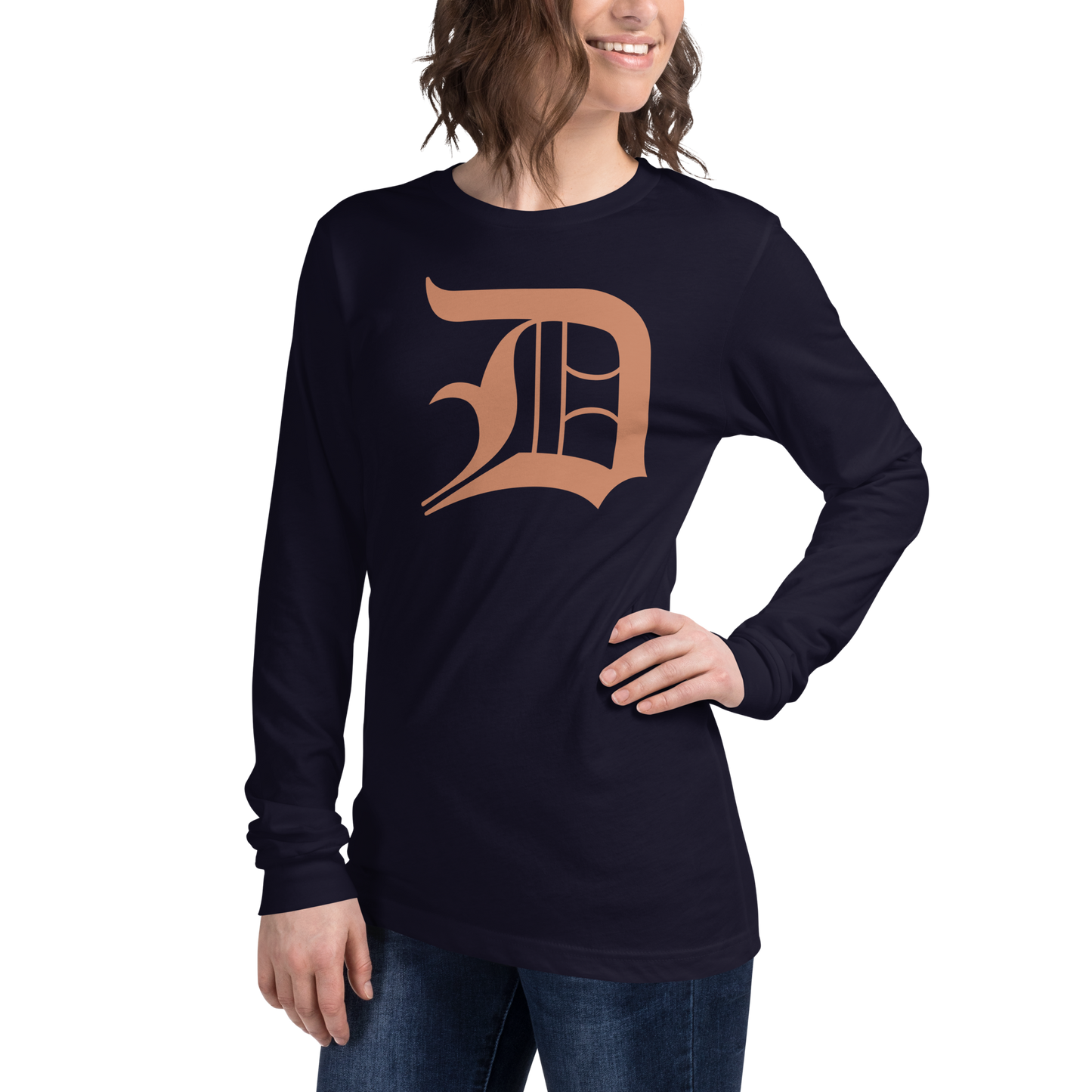 Detroit 'Old English D' T-Shirt (Copper Color) | Unisex Long Sleeve